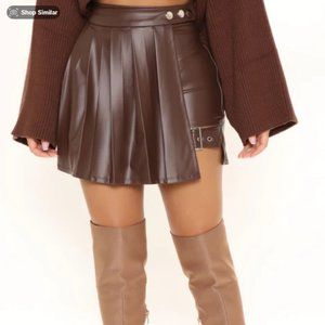 Bad Reputation Faux Leather Skort - Chocolate size XS